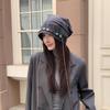 Autumn and winter retro big head circumference shows small and versatile face, warm and stacked hat woman