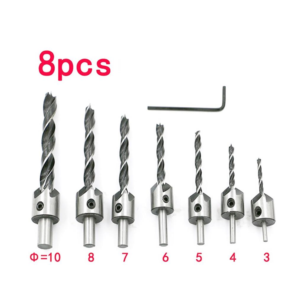 Buy 8pcs HSS 5 Flute Countersink Drill Bit Set Screw Woodworking