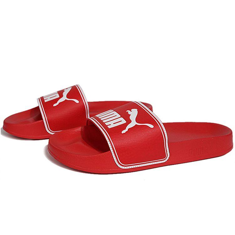 Puma Leadcat Comfortable Sandals Rubber Sole Leather Patch Slide Sandals Unisex Sandals Red White 360263-22
