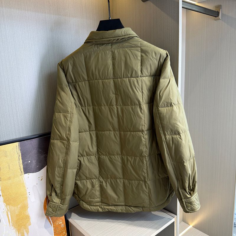 Limited Edition Quality Goods! 90% White Duck down Shirt-Style Lapel Short down Jacket for Men, Workwear with Multiple Pockets, Warm and Trendy Coat