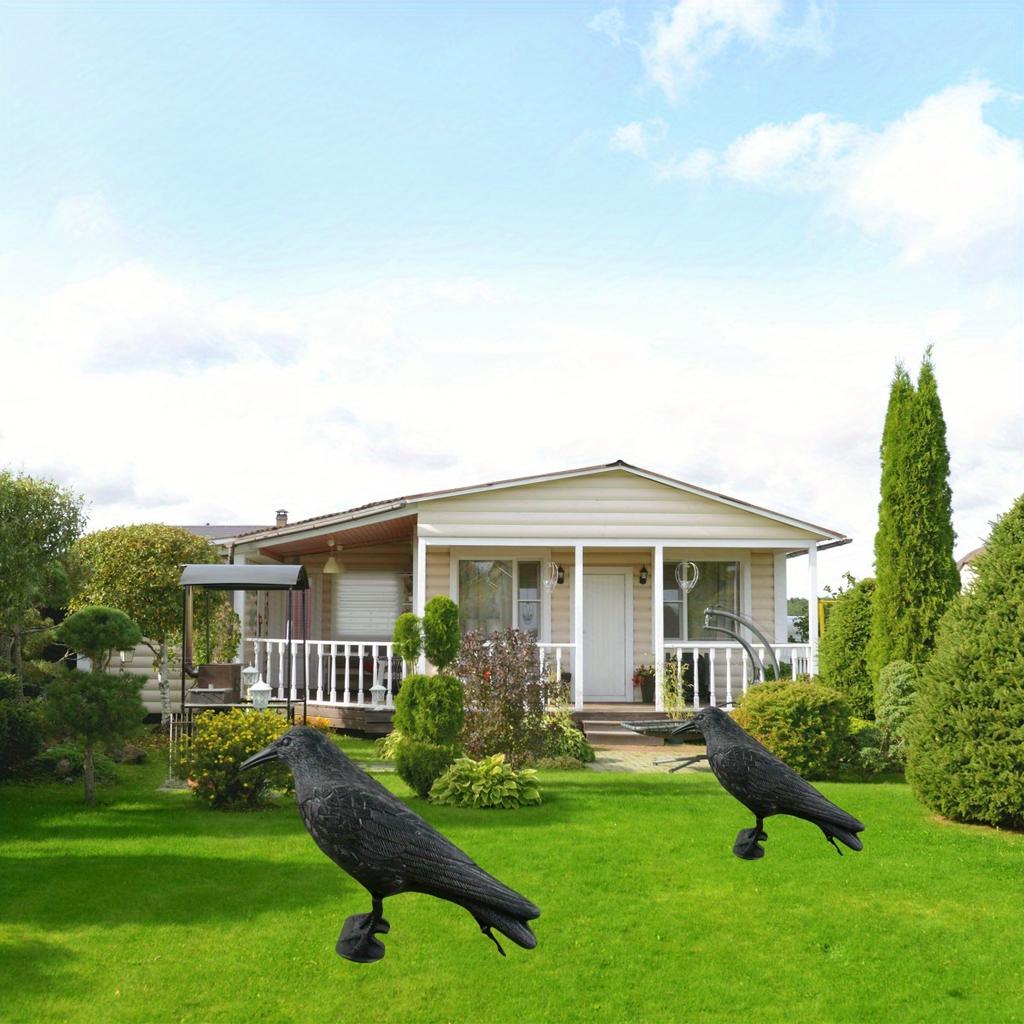 2 szt. Realistyczne łapacze ptaków 3D w kształcie czarnego kruka - Idealne na dekoracje ogrodowe i podwórkowe na Halloween, realistyczny odstraszacz ptaków na zewnątrz do domu i ogrodu