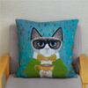 Cartoon Cycling Cat Print Cushion Cover Super Soft Pillowcase 45x45  Home Decor