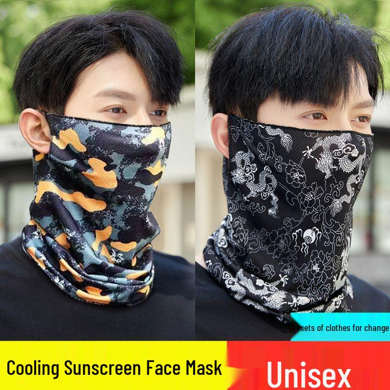 Eisige Seide Sonnenschutz Gesichtsmaske für Männer - Vollständiger Hals- und Gesicht-UV-Schutz für Outdoor-Radfahren