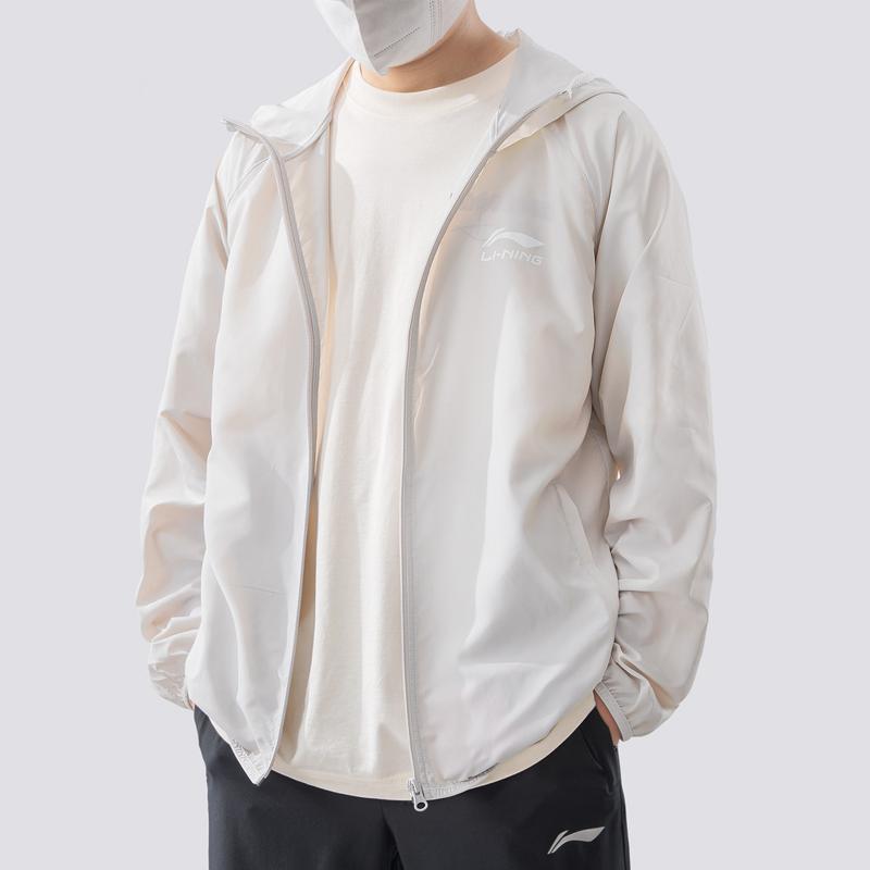 Li-Ning Solid Color Lightweight Breathable Outdoor UV Protection Casual Versatile Sports Jacket Men jackets Gray YFDW257-2
