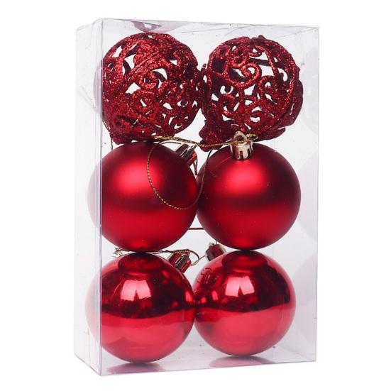 6ks 6cm/8cm lehký vánoční přívěsek dekorativní prémiové ozdobné koule na zavěšení stromu