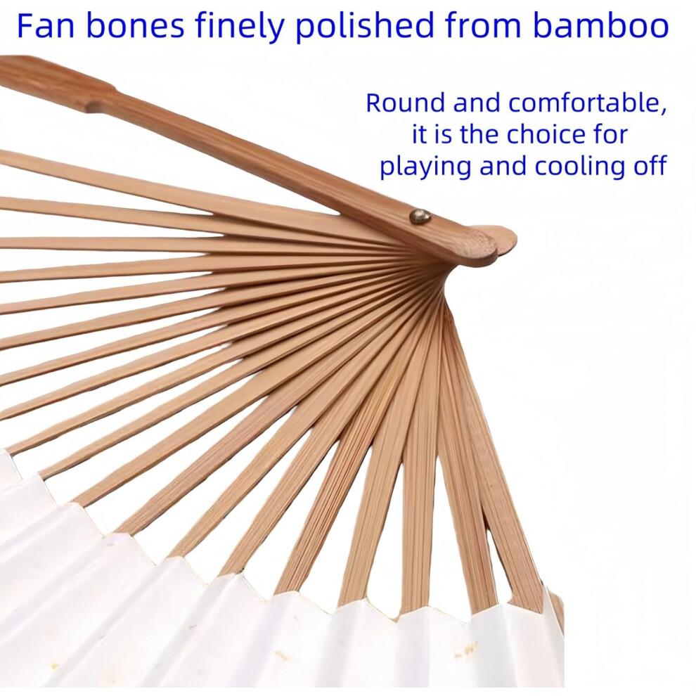 Chinese Folding Hand Fan with Bamboo Frame, Blank Paper for DIY Painting, Traditional Design