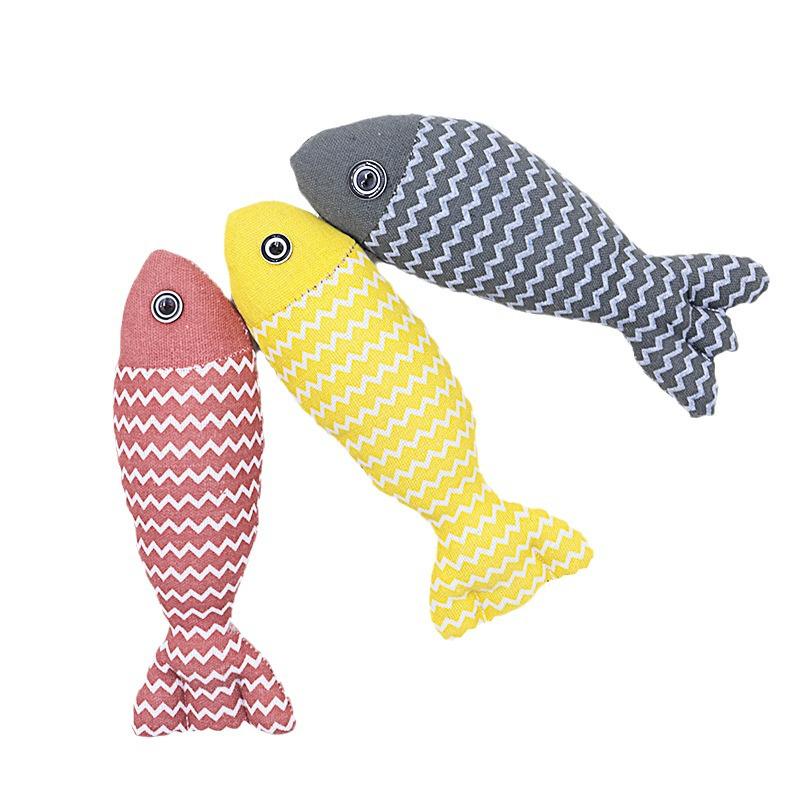 Catnip Linen Fish Toy & Teasing Stick for Kitten Teething and Boredom Relief
