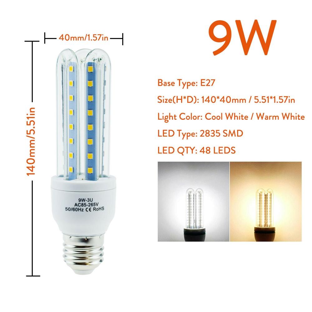 3W 5W 7W 9W 12W Energy Saving E27 LED Corn Light Bulbs U Tube Fluorescent Neon Flood Lights 220V 110V Home Lamps 360° Lighting
