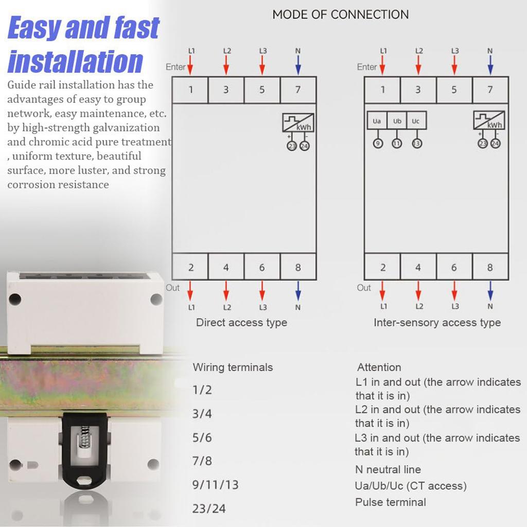 High Precisions Three Phase Electricity Meter with LCD Display 380V Calibrated for Energy Measurement Quick Fixing