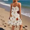Women's Sleeveless Sling Loose Casual Elegant Beach Floral Print Dress