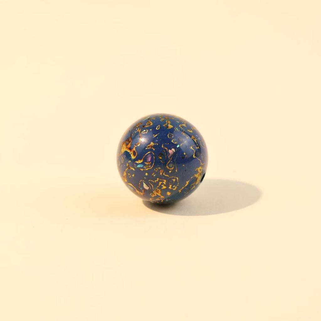 18mm Handmade Lacquer & Mother-of-Pearl Beads: Intangible Cultural Heritage Buddhist DIY