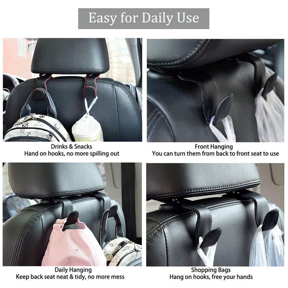 1pcs Storage Holder For Car Headrest Hooks Hanging Purses Auto Fastener Back Seat Organizer PU Leather Rear Rack