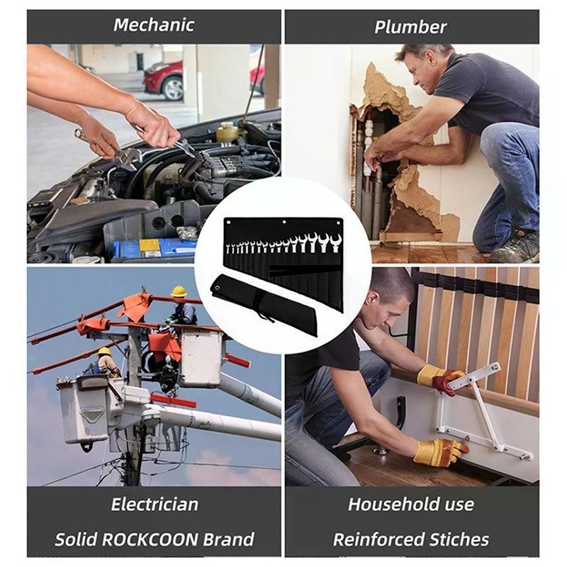 Sleutel Organizer Voor Garage, Werkplaats Thuisreparaties ,Gereedschap Rol Etui – 16-Vakken Waterdichte Oxford Stof Sleutel Rol Organizer