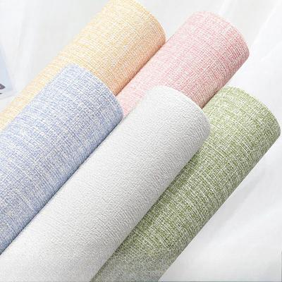 0.5*2.8m  Linen 3D Foam Self-adhesive PVC Solid Color Thickened Waterproof Background Wall Renovation Wallpaper Wall Stickers