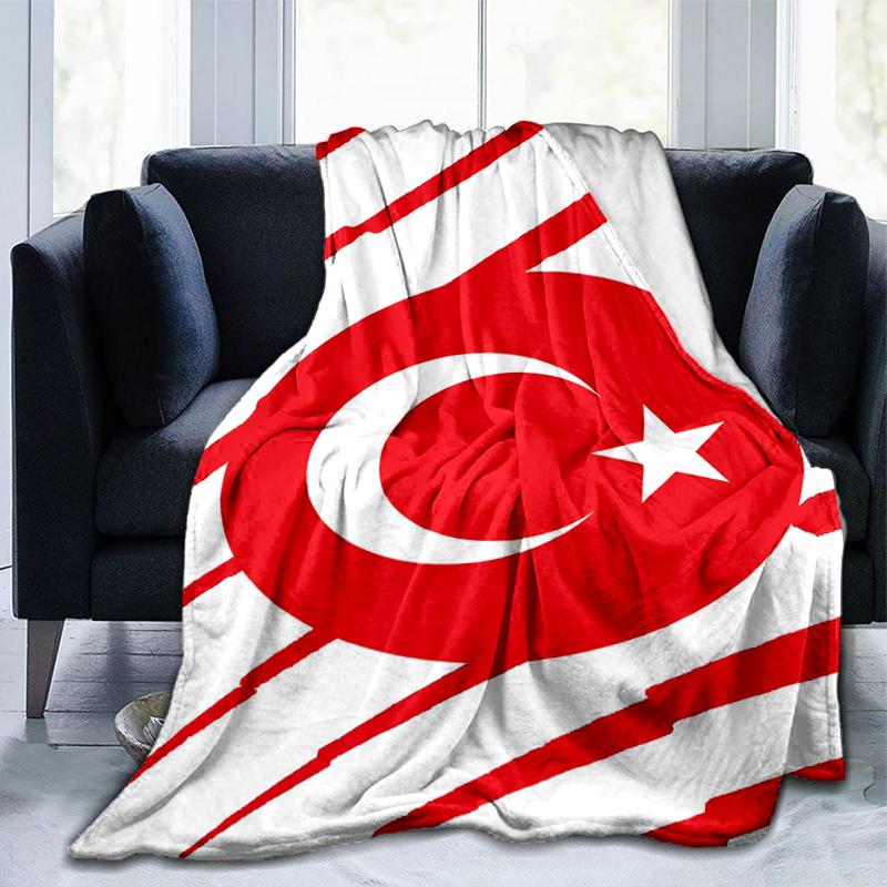 Decke mit türkischem Flaggen-Design, geeignet für Sofas, Betten, Büros und Camping - Perfektes Geschenk für Halloween und Weihnachten