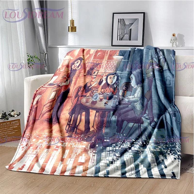 Gothic Style Animated Print Plush Blanket–Soft Throw for Kids, Family Napping, Sofa or Bed – Warm Flannel Bedspread for Home Use