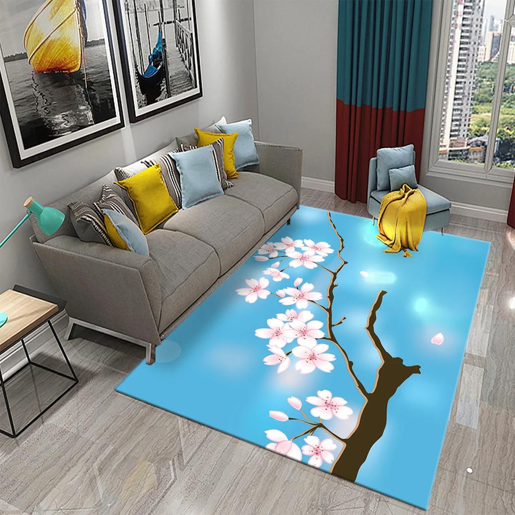 3D Pink Peach Blossom Carpet Living Room Coffee Table Area Mats Balcony Bedroom Decoration Rugs Kitchen Bathroom Anti-slip Rugs