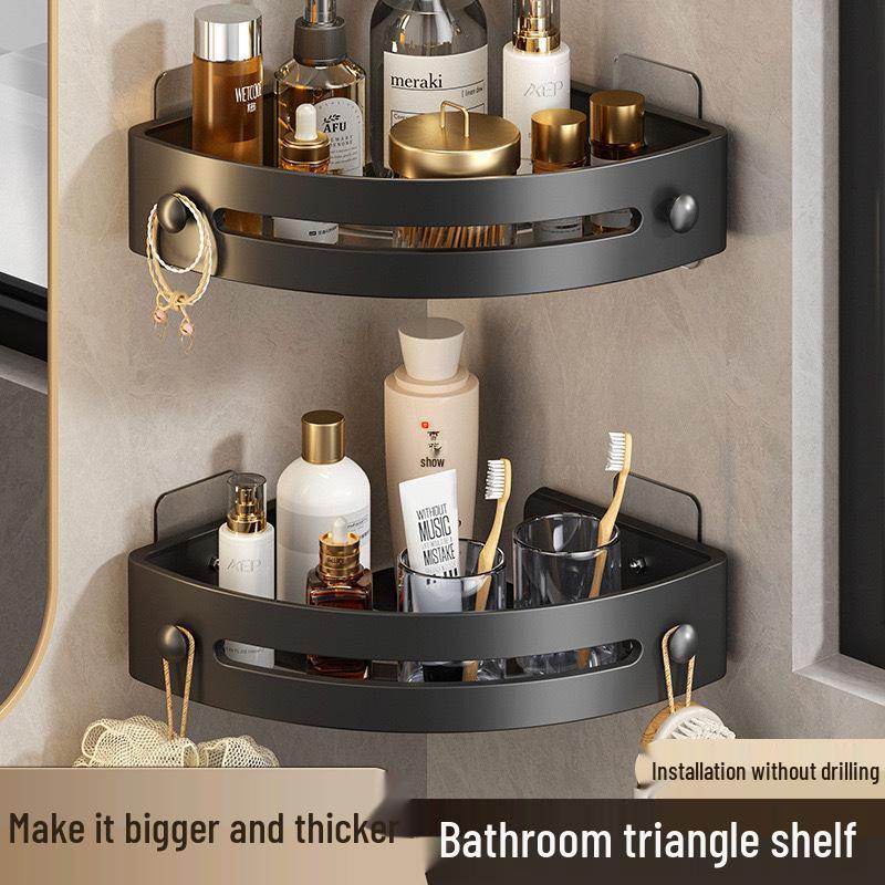 Drill-Free Triangle Corner Shelf for Bathroom & Kitchen