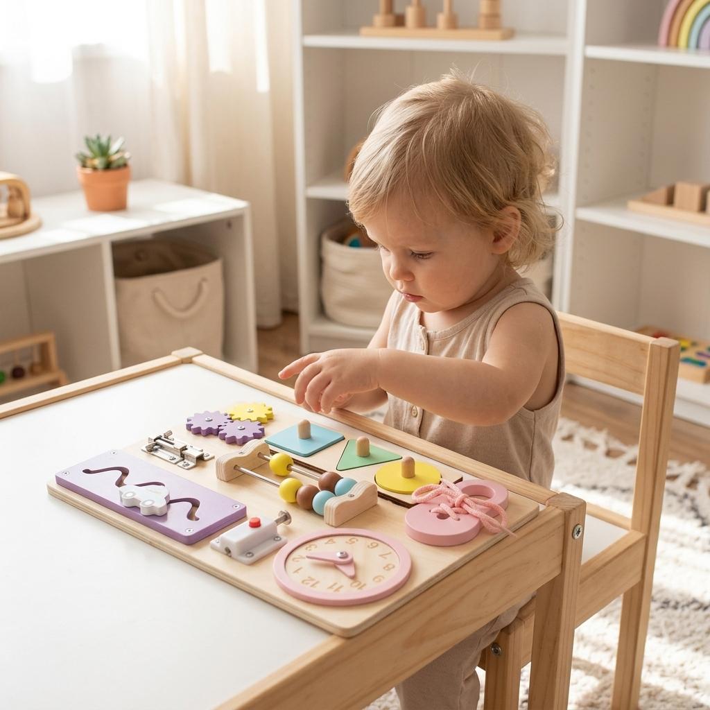 Montessori Locking Toy Busy Board For Toddlers Educational Fine Motor Skills Training
