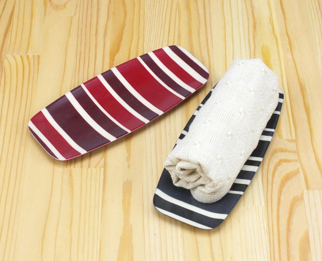 TATSU-CRAFT Towel Tray, Torino Stripe, Deep Blue, Dishwasher Safe, Stylish Plastic Pen Tray, Towel Holder, Perfect for Commercial Use, Cafes,