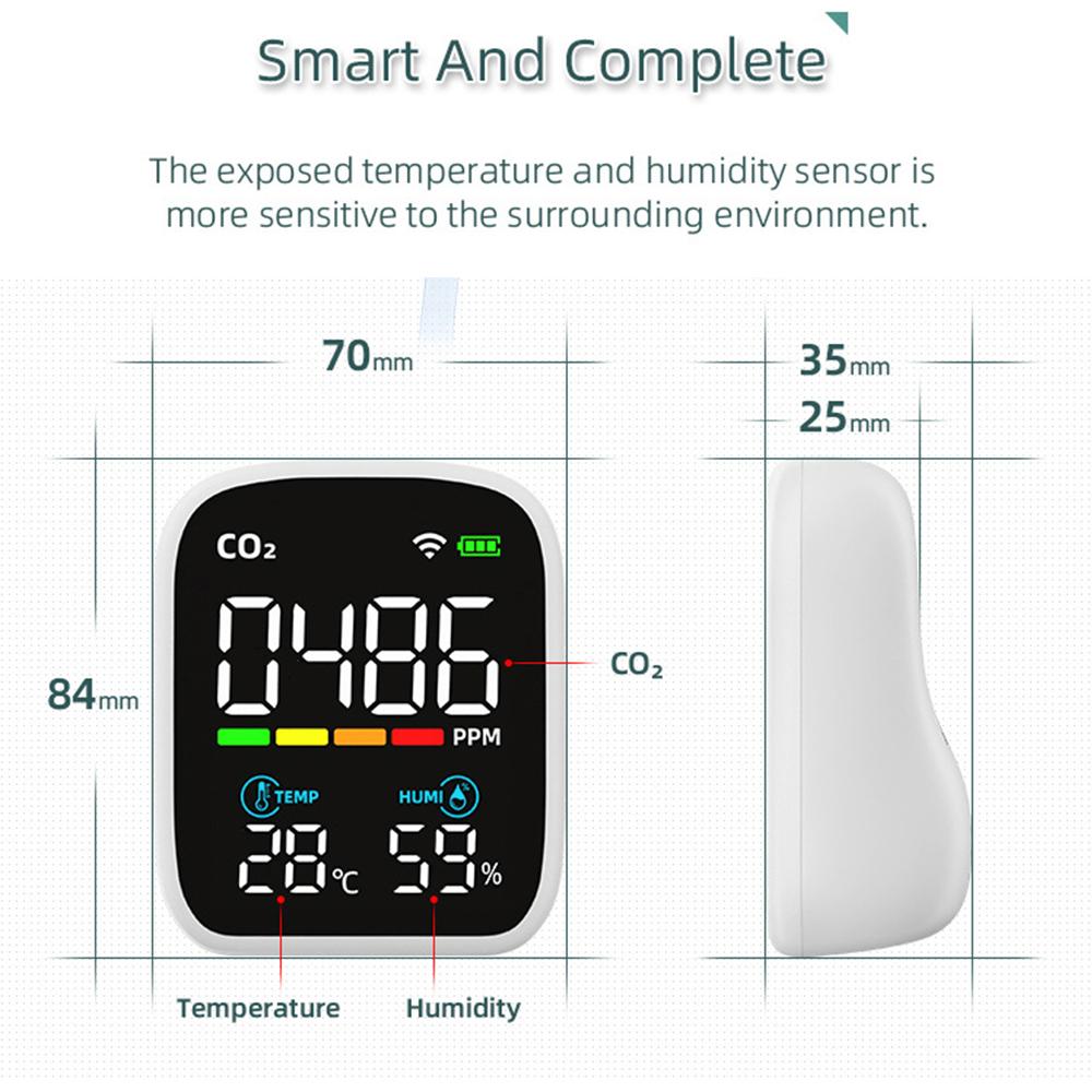 Portable LCD Air Quality Meter 3 In 1/8 In1 WiFi PM1.0 PM2.5 PM10 CO2 TVOC HCHO Temperature and Humidity Tester with Voice Alarm