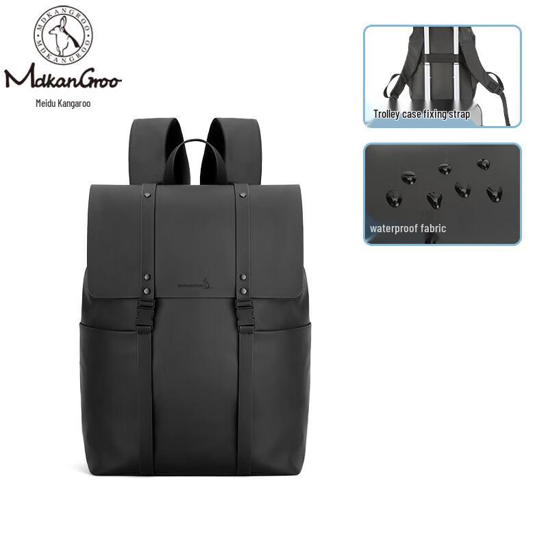 MDKANGROO Unisex Business PU Leather Laptop Backpack