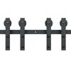 Kit Ferramenta per Porta a Scomparsa Stile Fienile da 8 Piedi, Kit Binario Robusto per Porta a Scomparsa da 330LBS per Porte Doppie, Adatto per Larghezza Totale 3.7-4.3FT e Spessore Pannelli Porta 1.3"-1.8",