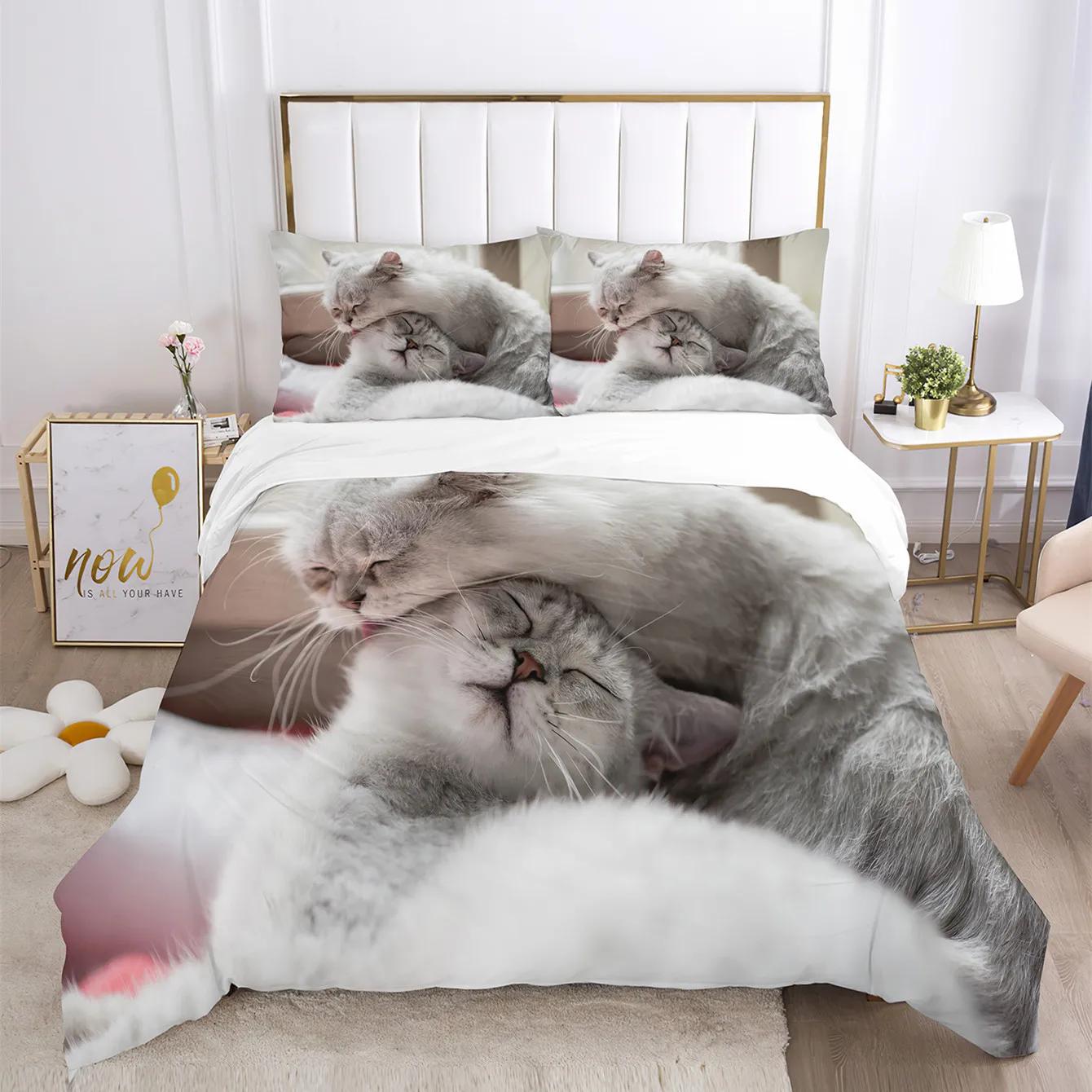 

Carton Pet Cat/dog/zebra/Soft Duvet Cover Set Animal Theme Beding Set Quen Soft Warm Comforter Cover for Children Kids Microfiber Bedclothes 3d 100*200cm Single