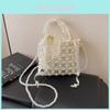 Pearl Woven Mini Shoulder Bag For Summer Elegant Women Pvc Jewelry Detailing