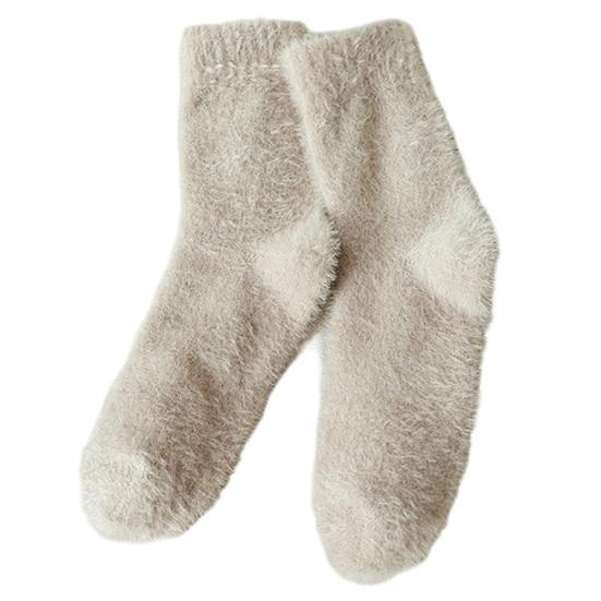 Elastic Ribbed Ankle Socks Thickened Imitation Mink Velvet for Women, Soft Plush Socks, Thermal Winter Crew Warm Solid Color Cozy Hosiery Home