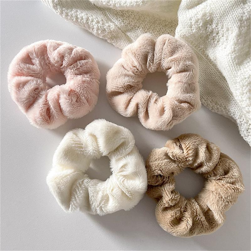 Winter Warme Weiche Haar Scrunchies Frauen Nette Plüsch Elastische Multicolor Gummi