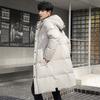 Mens Long Hooded Down Jacket Winter Warm Thick Puffer Coat Casual Style Black Beige Size M-XXXL