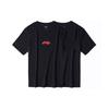 Li Ning Sports Lifestyle Series Text Logo Print Solid Color Round Neck Casual Short Sleeve T-Shirt Unisex T-Shirt Black AHSS543-1