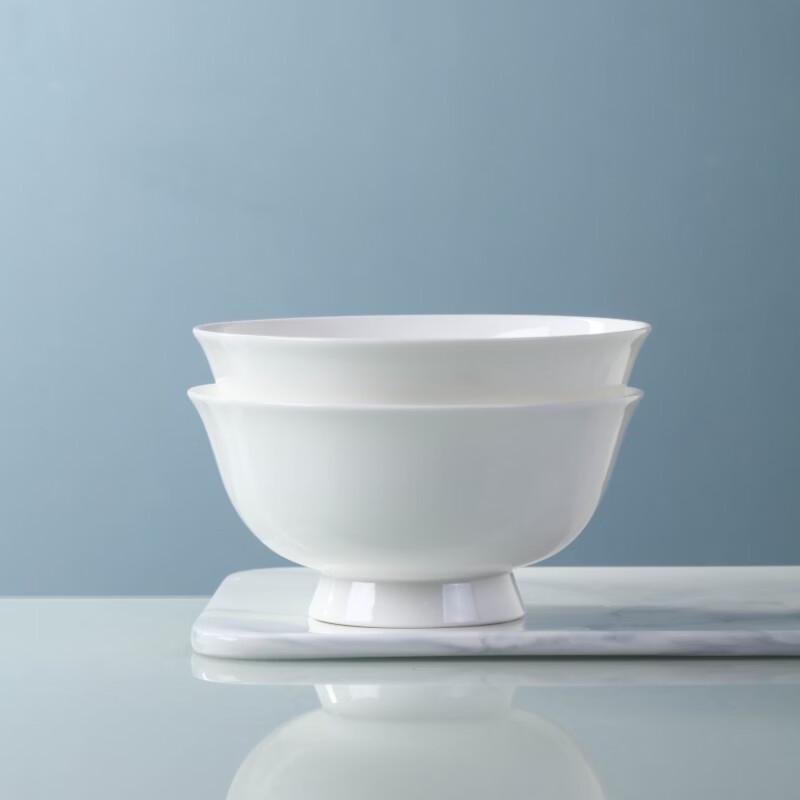 Jingdezhen Pure White Underglaze Ceramic Noodle Bowls - 6-inch (Set of 2)