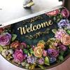 Retro Semicircular Entryway Mat – Crystal Velvet, Dirt-Resistant & Easy-Clean