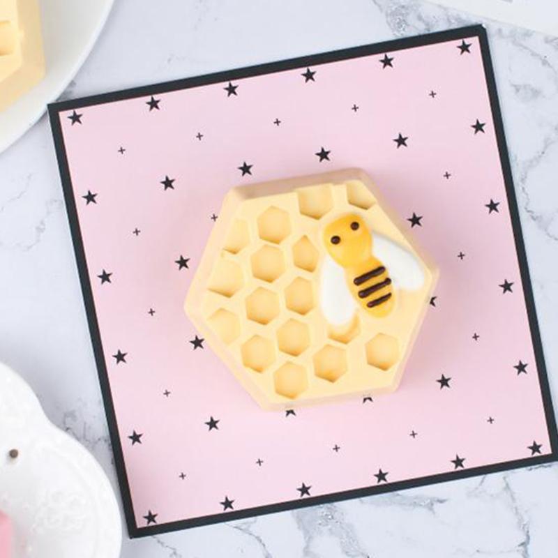 Silicone Hexagonal Bee Soap Mold,6-Cavity 3D Bee Honeycomb Mold,Easy Release Non-Stick Plaster Craft Candle Making Mould
