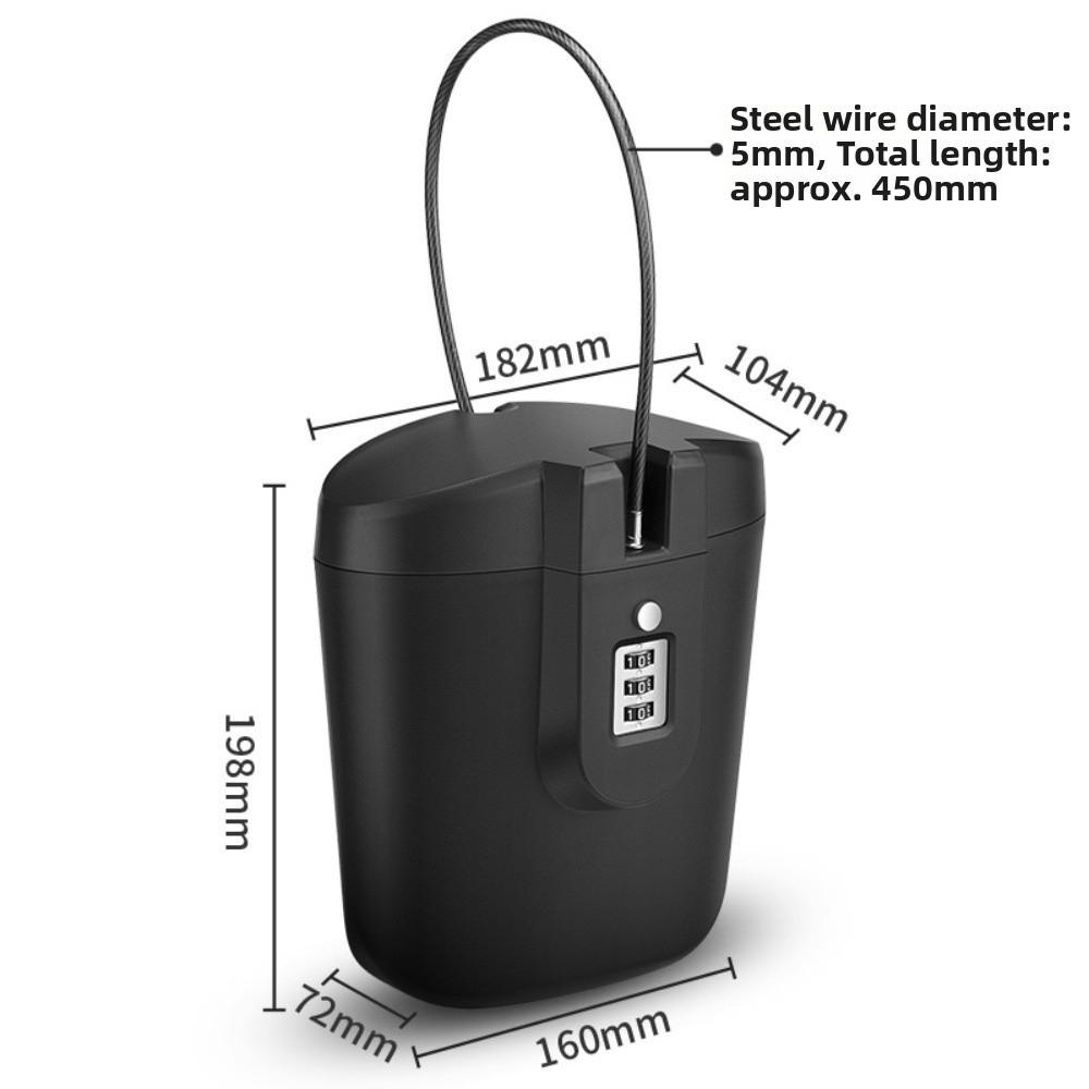 Portable Handle Beach Safe Box Multi-Functional Anti-Drop Mini Phone Safe Box Black 3-Digit Combination Lock