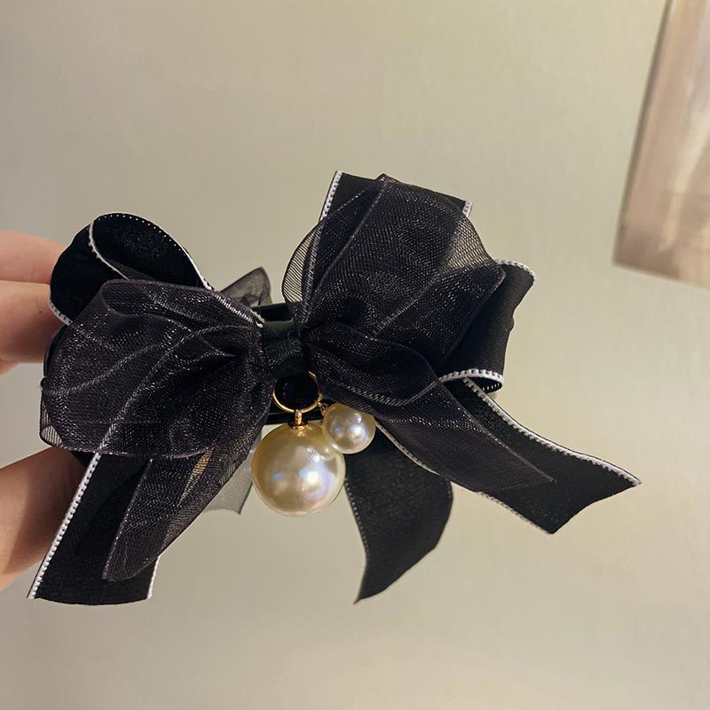 Elegant Big Bow Hairpin for Women Ribbon Hair Clip Bowknot Barrettes Mesh Head Top Clip Korean Retro Girl Hair Accessories