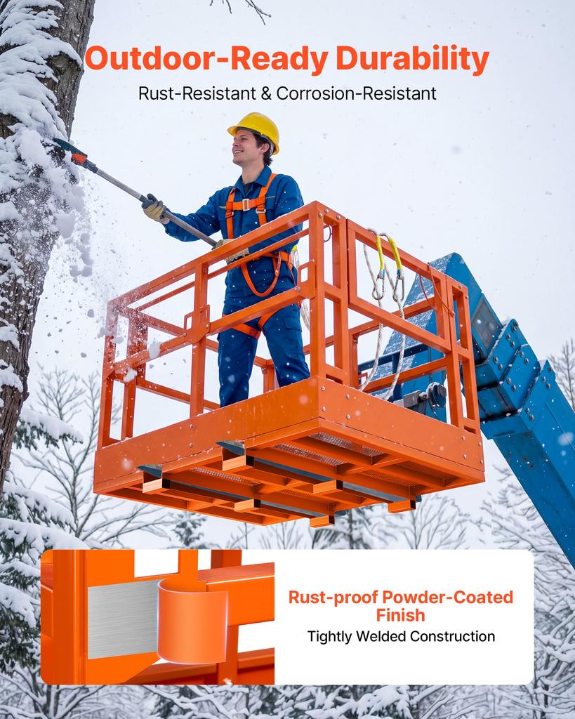 VEVOR Plataforma de Trabajo de Malla para Manipulador Telescópico, 1817 x 1220 mm, Cesta de Seguridad para Personas, Capacidad de 907.18 kg, Accesorio para Manipulador Telescópico Carretilla Elevadora, Jaula de Seguridad