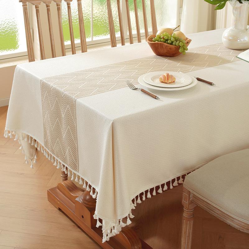 Nordischer Bestseller Imitation Baumwolle und Leinen Tischdecke Weihnachten Jacquard Retro Blume Fransen Tischdecke Couchtisch Tischdecke Abdeckung Handtuch Tuch