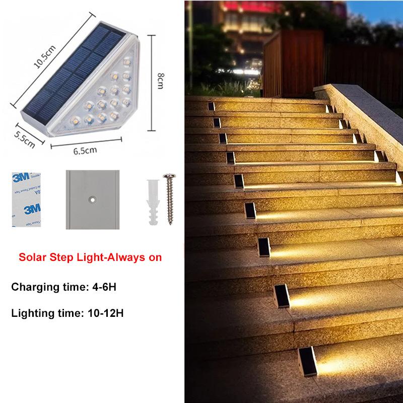 Motion Sensor Outdoor Solar Step Lights 550LM Super Bright 10LED Warm White Stair Light IP44 Waterproof for Porch Patio Deck