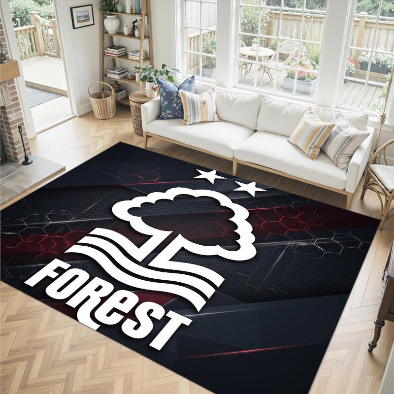 Nottingham Forest Design Kristall Samt Teppich Gemütlich Nicht?Rutschfester Teppich mit Aufdruck für Schlafzimmer Wohnzimmer Eingang