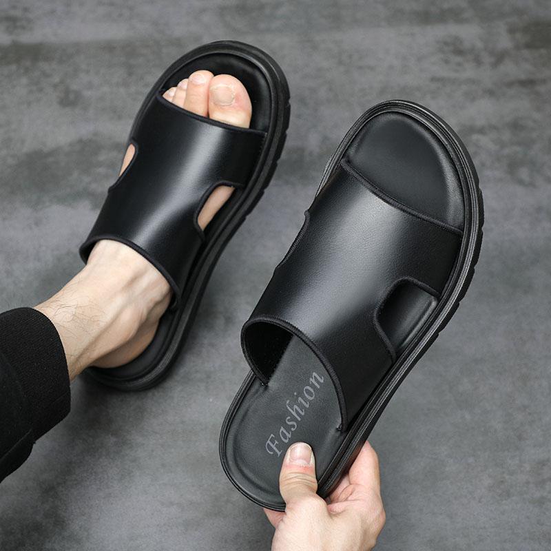 Fashion 2024 Men Sandals Genuine Split Leather Men Beach Sandals Brand Men Casual Shoes Flip Flops Men Slippers Sneakers Summer Shoes