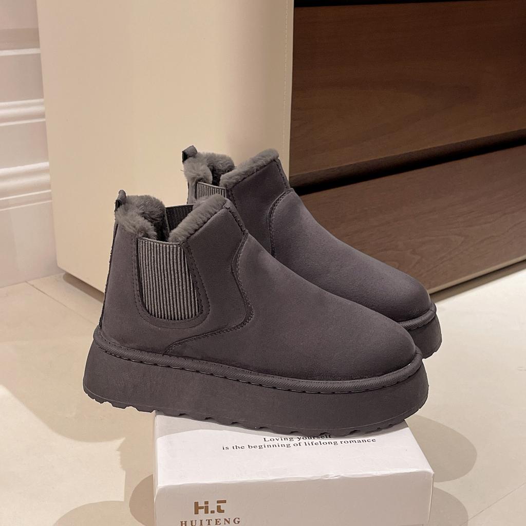 Large Size Short Boots, Thick-soled Women's Snow Boots, Winter Plus Velvet Thickened Feet, Warm Bread Cotton Boots