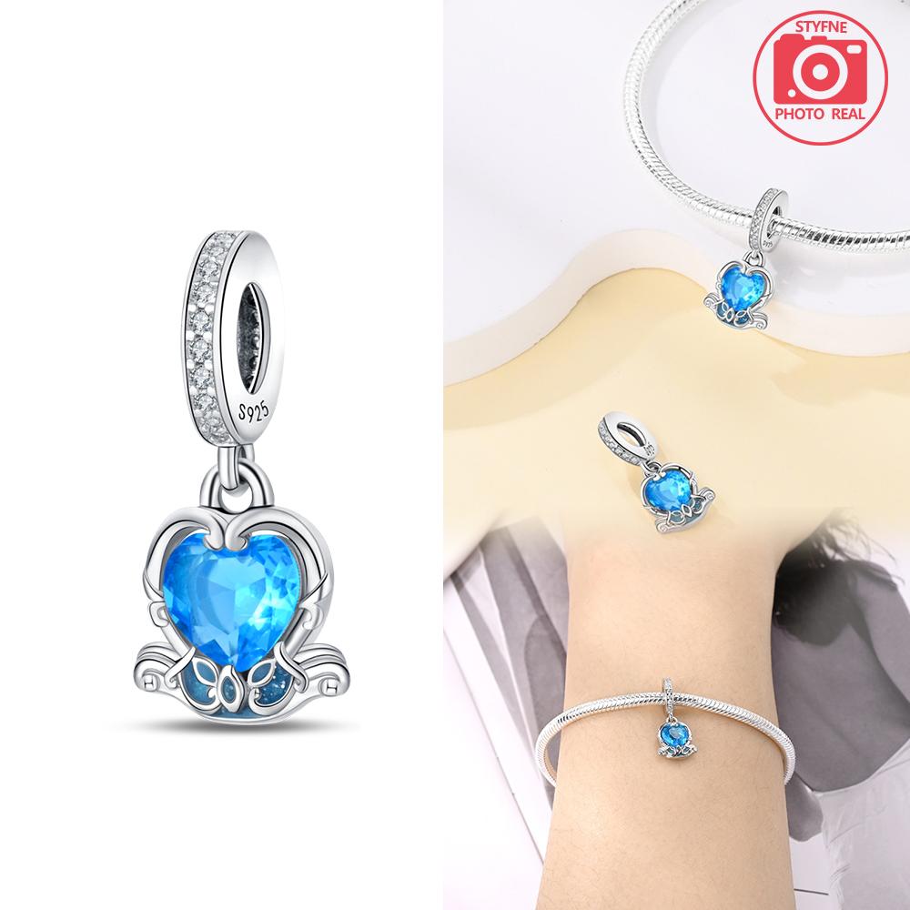 Copper Colors Castle Fairy Tale Charms Blue Crytsal Luminous Romantic Bead Fit Original Bracelet Diy Fine Jewelry Gift For Women