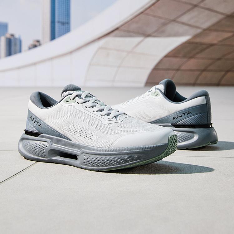 ANTA Men Casual Cushioned Running Shoes White Grey Light Green 112527718-1