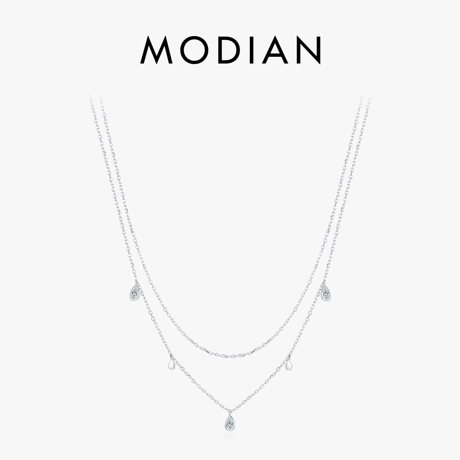 

Modian Peer Vorm Муассанит Вешалка Ketting Стерлинговое серебро 925 пробы Dubbellaags Kettingen Voor Vrouwen Luxe Bruiloft Sieraden