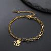 Lucktune Cute Cartoon Kitten Pendant Bracelets for Women Stainless Steel Sweet Cat Animal Chain Bracelets Fashion Jewelry Gifts