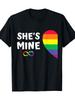 Unisex T-shirt I'M Hers She's Mine Matching LGBT Pride Lesbian Couple T-Shirt- - 180g Plus Size T-Shirt, PLUS S