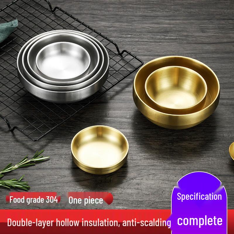 ZISIZ Gold 304 Stainless Steel Double-Layer Bowl